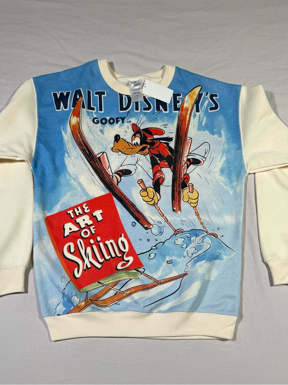 Disney Goofy Ski Crewneck Sweatshirt in Blue and Cream